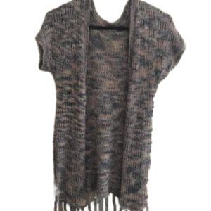 Pink blue and white cardigan with tassels in small